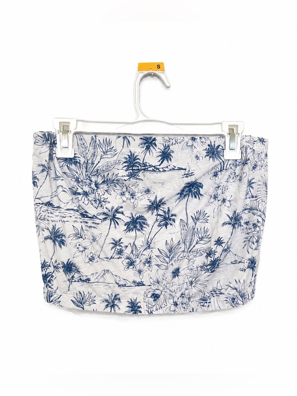 American Eagle Blue Tropical Toile Print Smocked Tube Top Size Medium